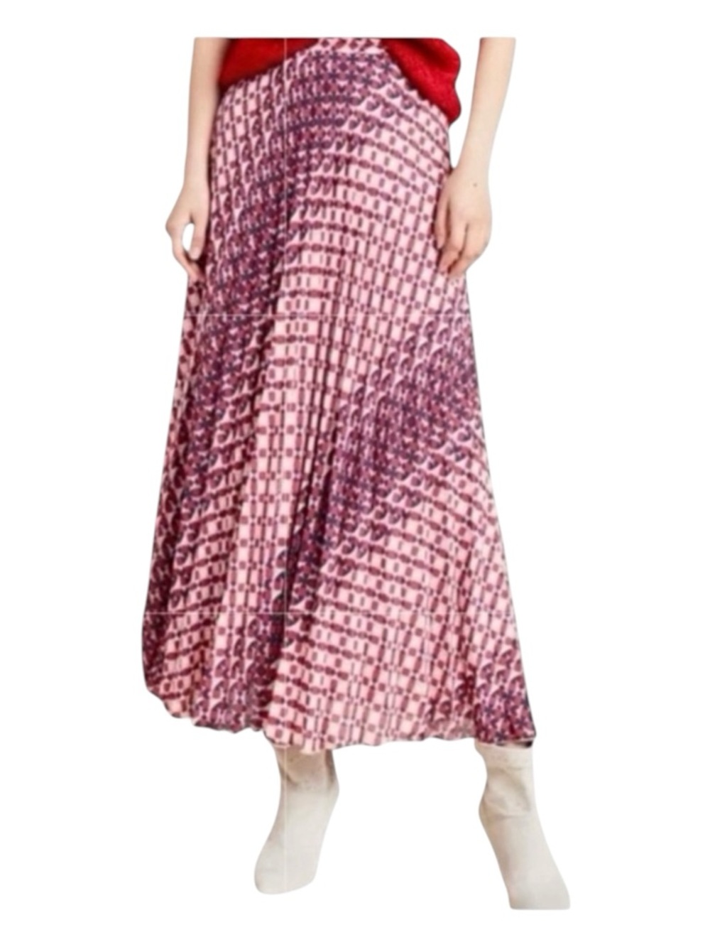 ANTHROPOLOGIE MAEVE Geometric Print
Pleated Midi Skirt, Size M.